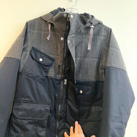 Burton Black Plaid Colorblock Ski Snowboarding Winter Outdoor Snow Coat Small - Picture 9 of 13